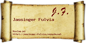 Jassinger Fulvia névjegykártya